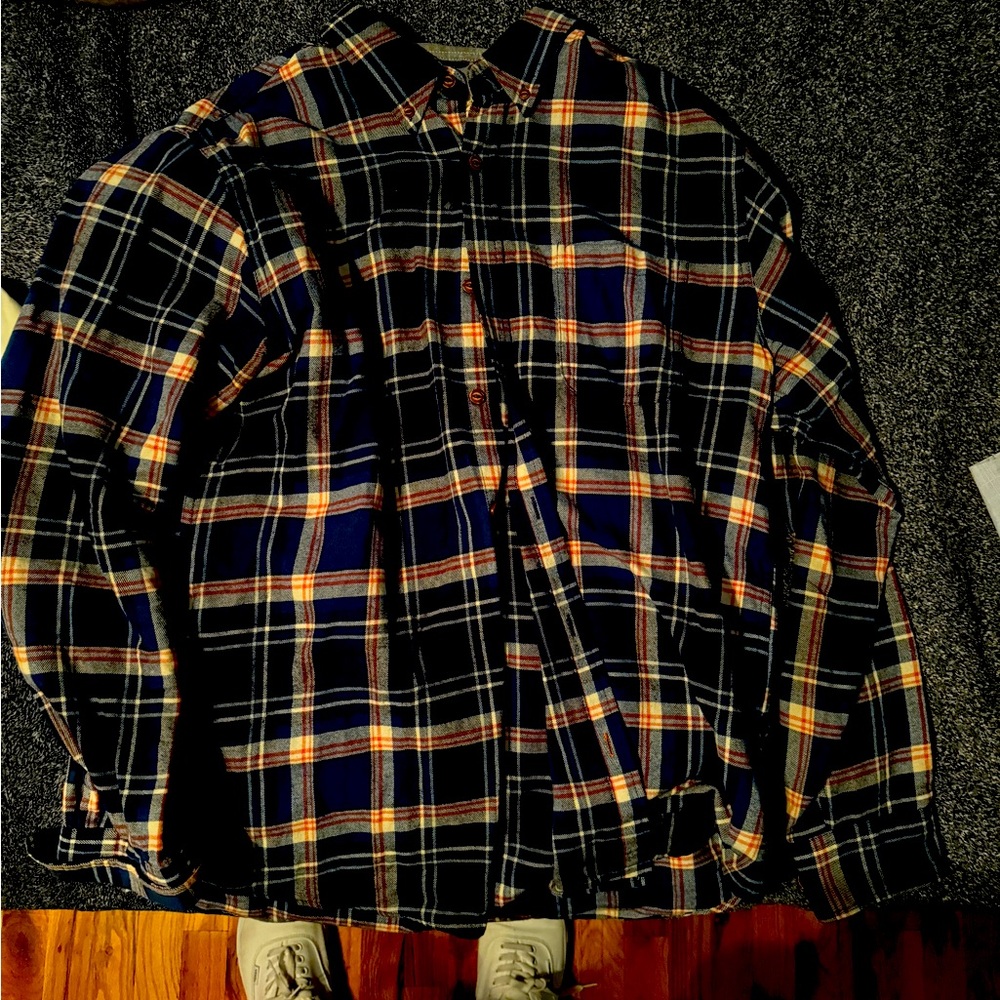 Macys blue and white flannel